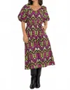 Elizabeth James The Label Penny Midi Dress In Purple In Multi