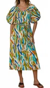 Elizabeth James The Label Penny Midi Dress In Wild In Multi
