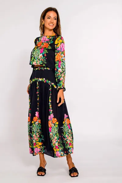 Elizabeth James The Label Phoebe Skirt In Centerpiece Black In Multi