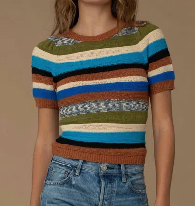 Elizabeth James The Label Rae Sweater In Mix Knit Stripe In Multi