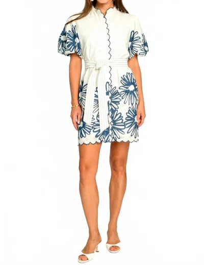 Elizabeth James The Label Sadie Mini Dress In Placement Daisies In White