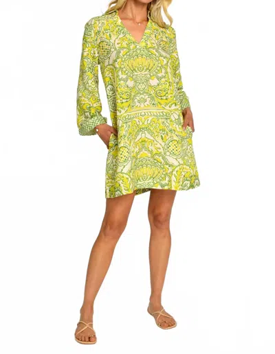 Elizabeth James The Label Taylor Dress In Damask Limeaid In Multi