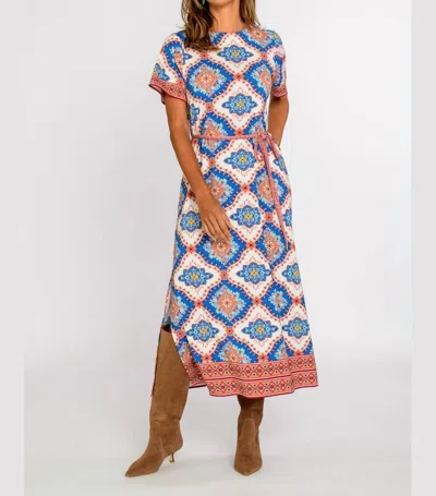 Elizabeth James The Label Tess Midi Dress In Patchwork In Multi