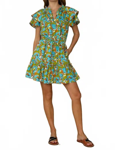 Elizabeth James The Label Tinsley Mini Dress In Abstract In Blue