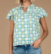Elizabeth James The Label Val Button Front Top In Trellis In Multi