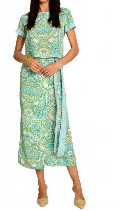 Elizabeth James The Label Winnifred Wrap Skirt In Damask Pool