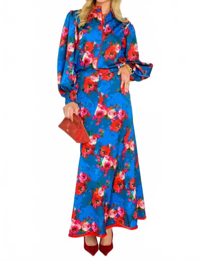 Elizabeth James The Label Women's Emily Top In Holiday Chintz Teal In Multi