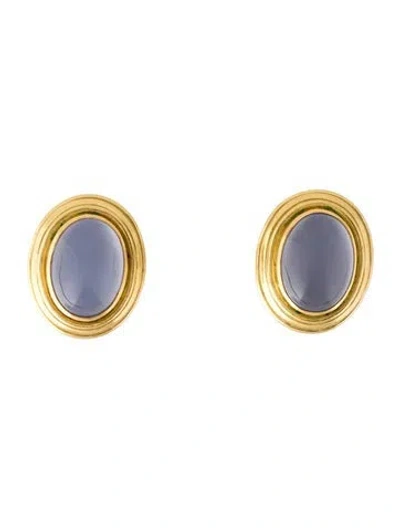 Pre-owned Elizabeth Locke 18k 15.04ctw Chalcedony Convertible Earclip Earrings In Multicolor
