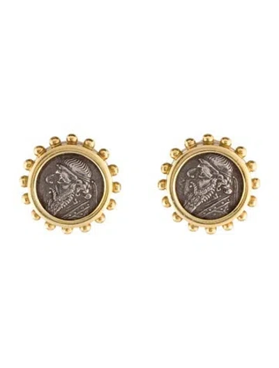 Pre-owned Elizabeth Locke 18k Ancient Coin Earclip Earrings In Multi