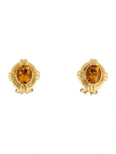 Pre-owned Elizabeth Locke 18k Citrine Convertible Earclip Earrings In Multicolor