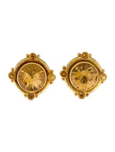 Pre-owned Elizabeth Locke 18k Citrine Ear Clip Earrings In Multi
