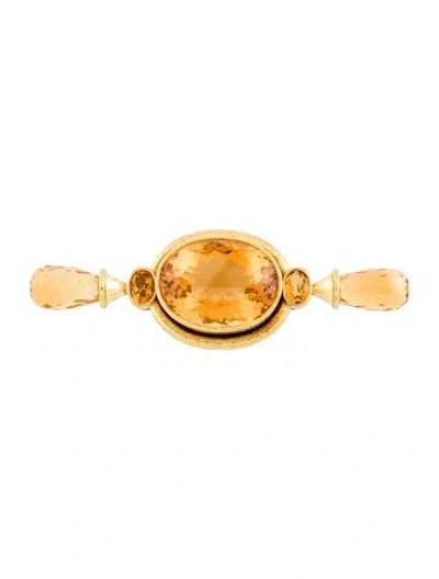Pre-owned Elizabeth Locke 18k Citrine Pin Brooch In Multi