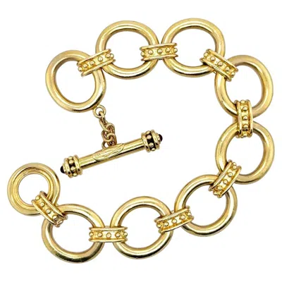 Pre-owned Elizabeth Locke 18k Gold Toggle Bracelet With Cabochon Rubies In Multiple
