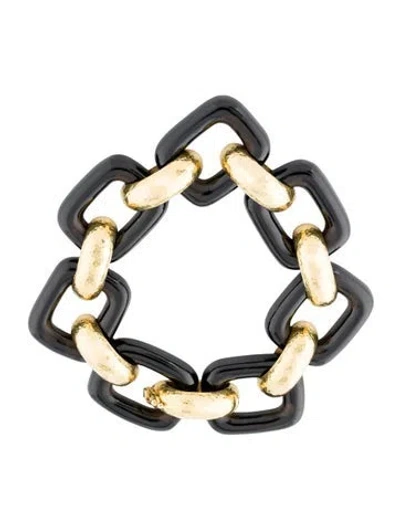 Pre-owned Elizabeth Locke 18k Nephrite Small Livorno Link Bracelet, 7.75" In Multi