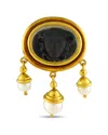 Elizabeth Locke 18k Yellow Gold And Pearl Intaglio Medusa Brooch El02-050825 In Gold