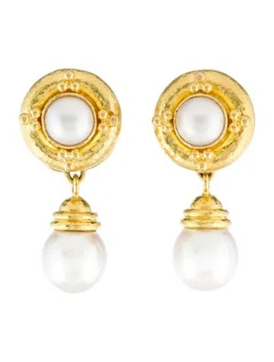 Pre-owned Elizabeth Locke 18k Pearl Clip-on Earrings In Multi