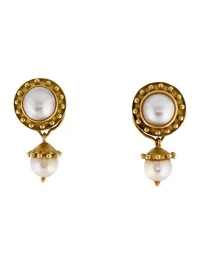 Pre-owned Elizabeth Locke 18k Pearl Convertible Drop Earrings In Multi