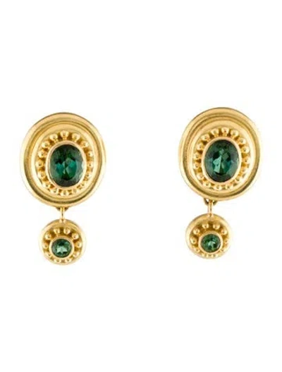 Pre-owned Elizabeth Locke 18k Tourmaline Convertible Drop Earrings In Multi