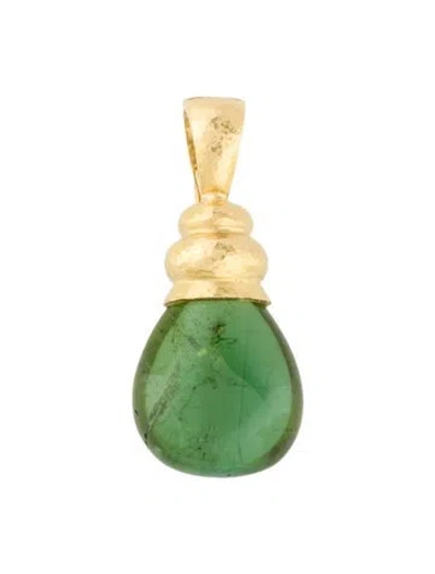 Pre-owned Elizabeth Locke 18k Tourmaline Pendant Enhancer, 1.5" In Multi