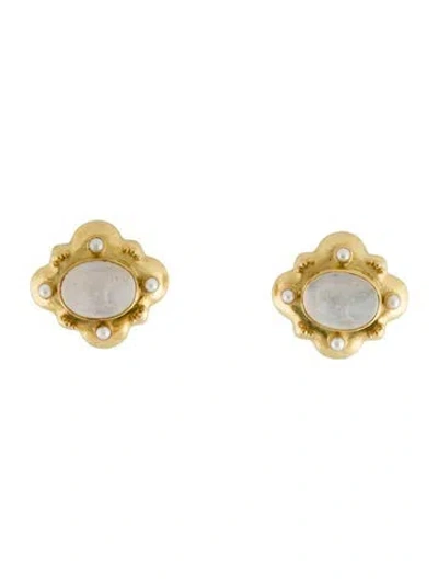 Pre-owned Elizabeth Locke 18k Venetian Glass, Mother Of Pearl & Pearl Earrings In Multi