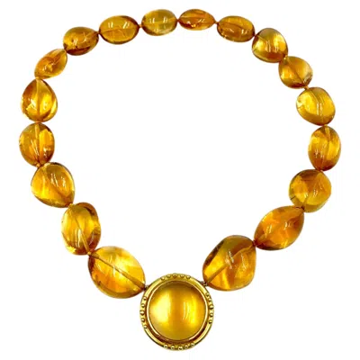 Pre-owned Elizabeth Locke 18k Yellow Gold Citrine Statement Necklace