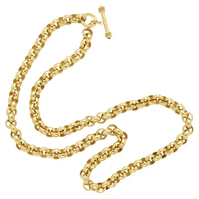 Pre-owned Elizabeth Locke 18k Yellow Gold Hammered Heavy Link Chain Necklace 32"