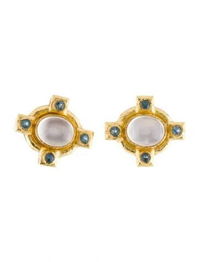 Pre-owned Elizabeth Locke 19k 6.50ctw Moonstone & Aquamarine Convertible Clip-on Earrings In Multi
