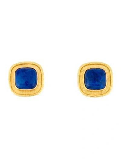 Pre-owned Elizabeth Locke 19k 9.56ctw Lapis Lazuli Convertible Clip On Earrings In Multicolor