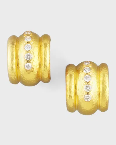 Elizabeth Locke 19k Amalfi Diamond Gold Huggie Earrings