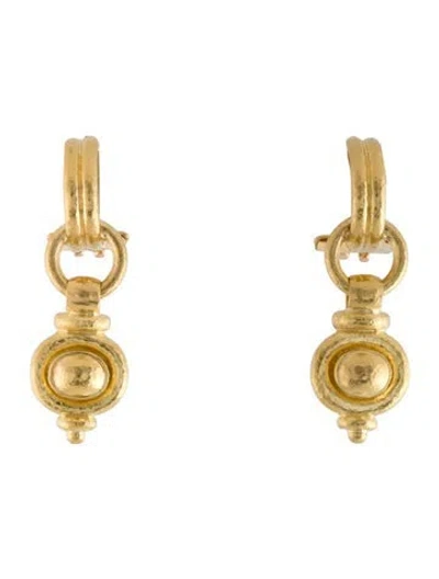 Pre-owned Elizabeth Locke 19k Amulet Drop Earclips In Multicolor