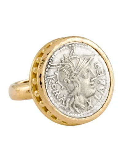 Pre-owned Elizabeth Locke 19k Ancient Roman Coin Ring In Multicolor