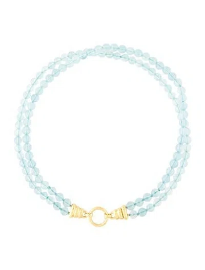 Pre-owned Elizabeth Locke 19k Aquamarine Double Strand Bead Necklace, 17.5" In Multi