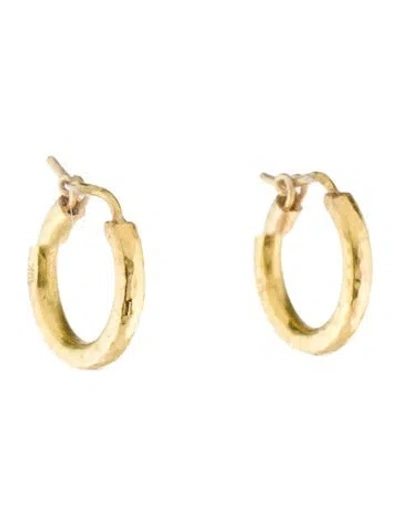 Pre-owned Elizabeth Locke 19k Baby Hammered Hoop Earrings In Multi