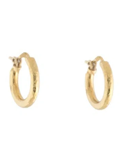 Pre-owned Elizabeth Locke 19k Baby Hammered Hoop Earrings In Multicolor