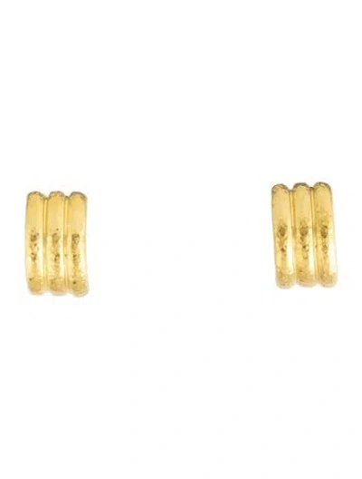 Pre-owned Elizabeth Locke 19k Banded Huggie Hoop Earrings In Multicolor