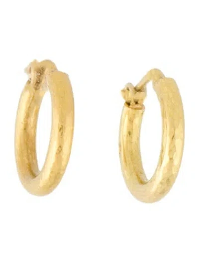 Pre-owned Elizabeth Locke 19k Big Baby Hammered Hoop Earrings In Multi