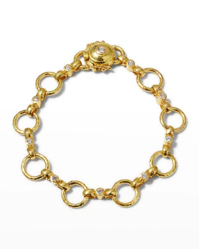 Elizabeth Locke 19k Celtic Link Bracelet With Diamonds In Gold