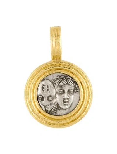 Pre-owned Elizabeth Locke 19k Coin Enhancer Pendant, 1.5" In Multi