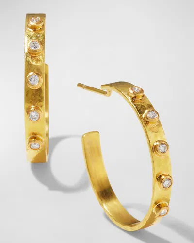 Elizabeth Locke 19k Diamond Flat Ribbon Hoop Earrings, 1"l In 05 Yellow Gold