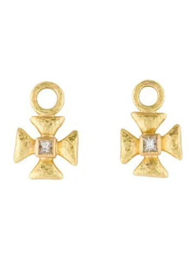 Pre-owned Elizabeth Locke 19k Diamond Small Maltese Cross Earring Enhancers In Multi
