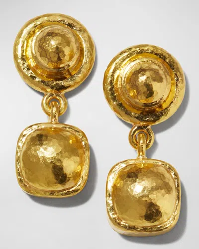 Elizabeth Locke 19k Domed Drop Earrings In Gold