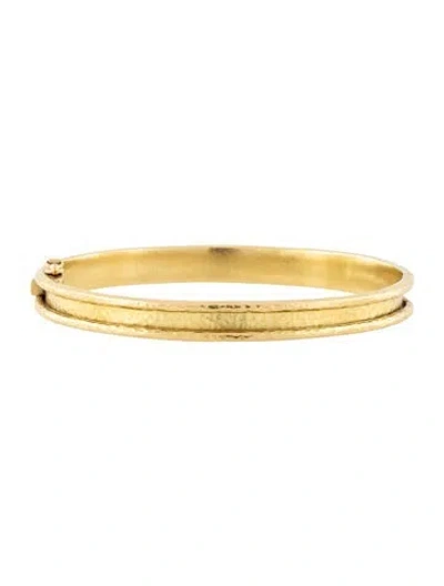 Pre-owned Elizabeth Locke 19k Flat Thin Narrow Bangle Bracelet, 6.5" In Multicolor