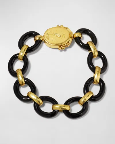 Elizabeth Locke 19k Gold And Black Jade Bracelet