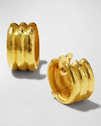 Elizabeth Locke 19k Gold Banded Hoop Earrings