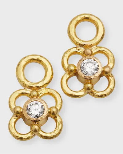 Elizabeth Locke 19k Gold Diamond Flower Earring Pendants