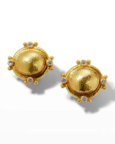 Elizabeth Locke 19k Gold Dome Earrings With Diamonds In 05 Yellow Gold
