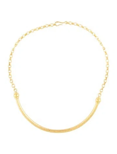 Pre-owned Elizabeth Locke 19k Hammered Collar Necklace, 16" In Multi
