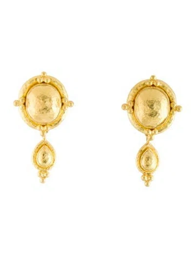 Pre-owned Elizabeth Locke 19k Hammered Drop Earrings In Multicolor