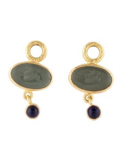 Pre-owned Elizabeth Locke 19k Iolite & Mother Of Pearl Pegasus Earring Enhancers In Multi