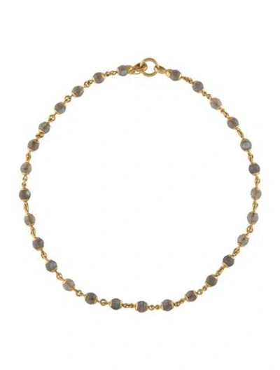 Pre-owned Elizabeth Locke 19k Labradorite Bead Collar Necklace, 22" In Multi